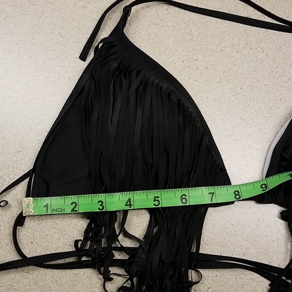 Black fringe string bikini with cheeky bottoms. - Picture 2 of 5